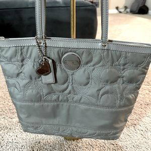 Coach grey nylon/vinyl shoulder bag